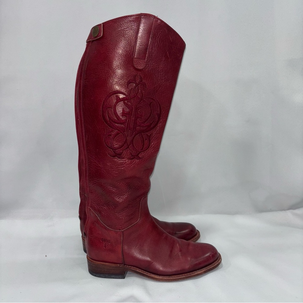 Frye Cherry Red Leather Riding Boots